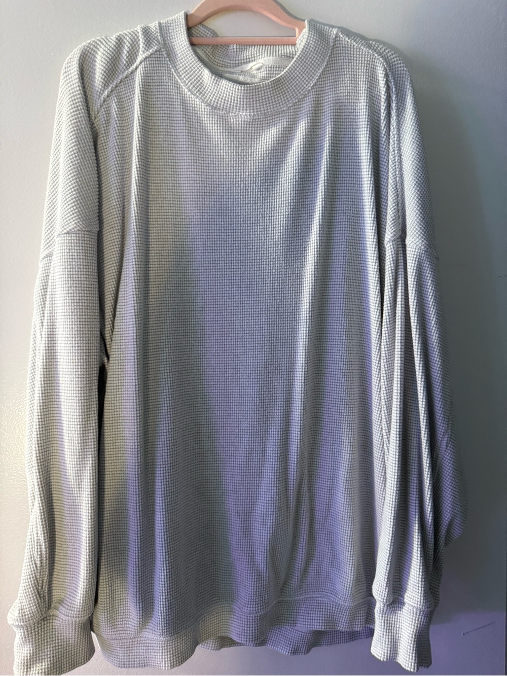 aerie Men's Waffle-Knit Crewneck Long Sleeve Shirt - White